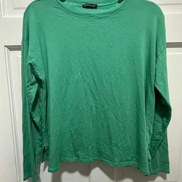 EILEEN FISHER Green pullover crewneck blouse size Small NWOT - Picture 2 of 6